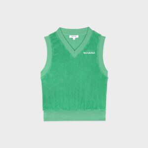 Sporty&Rich Serif Logo Terry Vest - Verde/White Size Small - Sold out online